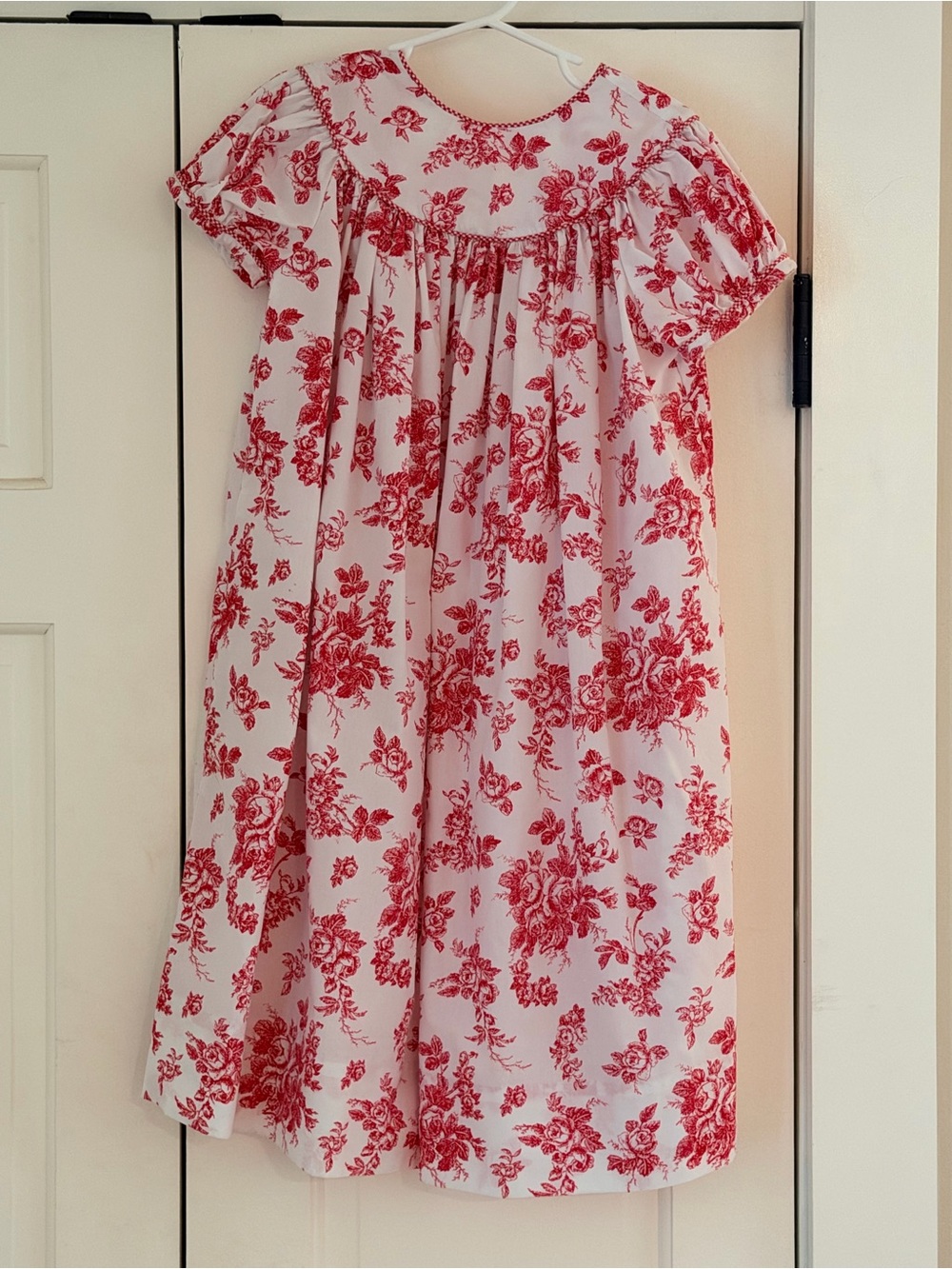 Girls' Kelly's Kids Red Floral Smocked Yoke Dress